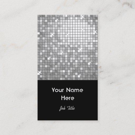 Customizable Disco Tiles "Silver" business card black portrait