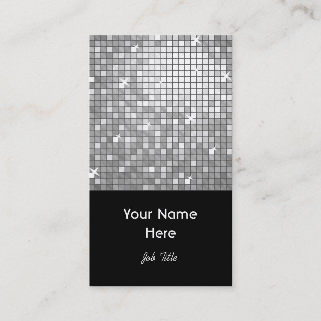 Disco Tiles "Silver" business card black portrait (Front)