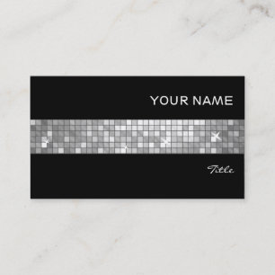 Disco Tiles "Silver"  tile stripe black Business Card