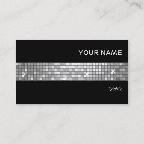 Disco Tiles "Silver"  tile stripe black Business Card Template
