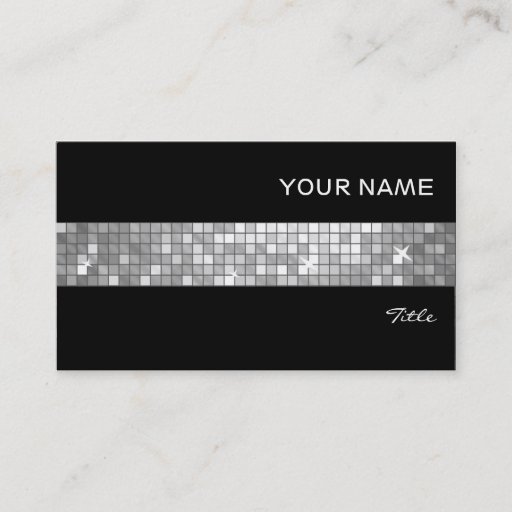 Customizable Disco Tiles "Silver"  tile stripe black Business Card Template