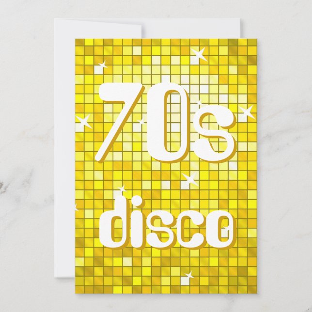 Disco Tiles Yellow 70s Disco invitation (Front)
