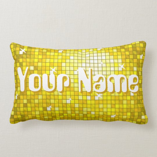 Disco Tiles Yellow 'Name' throw pillow lumbar