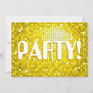 Disco Tiles Yellow 'PARTY!' invitation amelia text