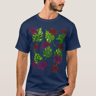 Disco Tropical Monstera Deliciosa green leaf and r T-Shirt