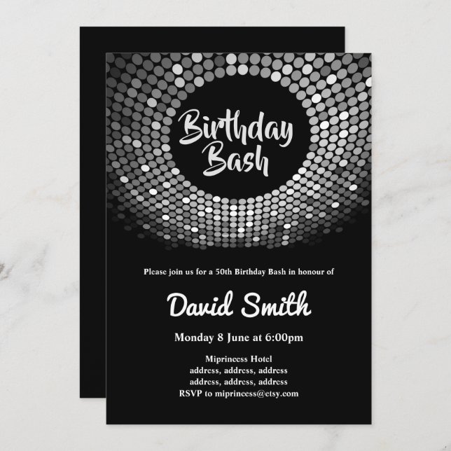 disco, vintage, dance birthday bash invitation (Front/Back)
