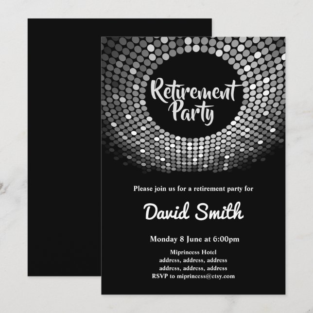 disco, vintage, dance retirement party invite (Front/Back)