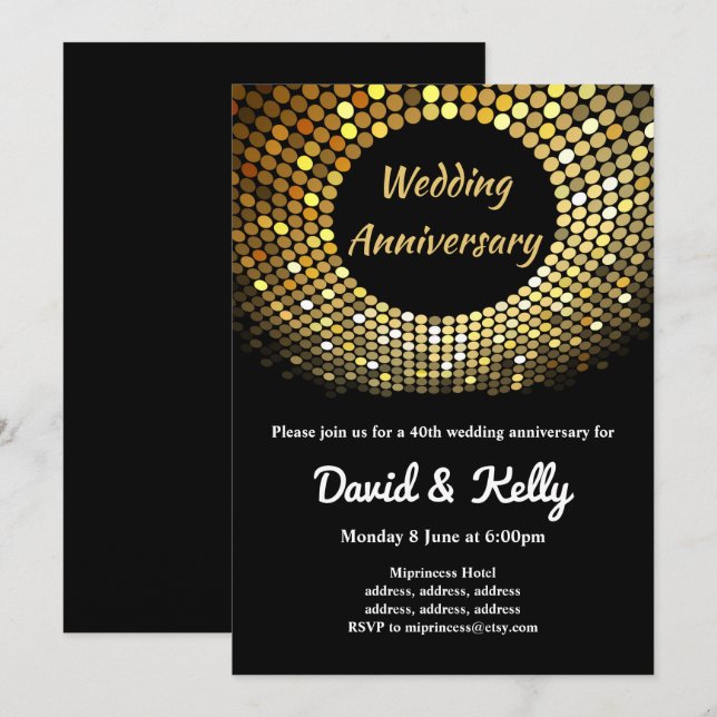 disco, vintage, dance wedding, anniversary invite (Front/Back)