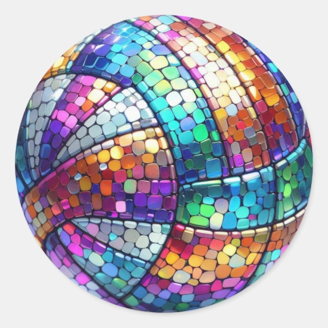 Disco Volleyball Round Stickers (Front)