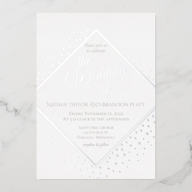 Disco Wedding Silver Foil Invitation (Front)