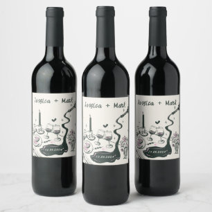 Disco Whimsical Dinner Wedding Wine Label