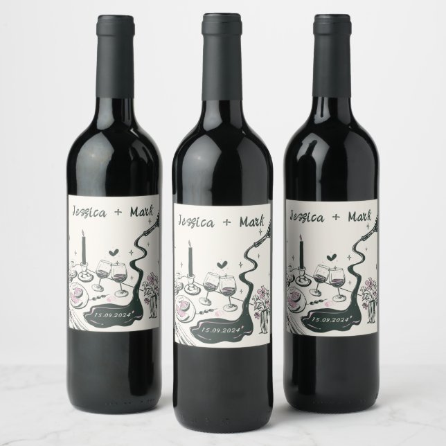Disco  Whimsical Dinner Wedding  Wine Label (Bottles)
