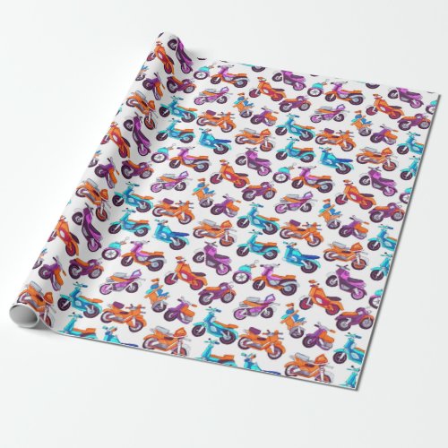 Discombobulated Scooters Pattern Wrapping Paper