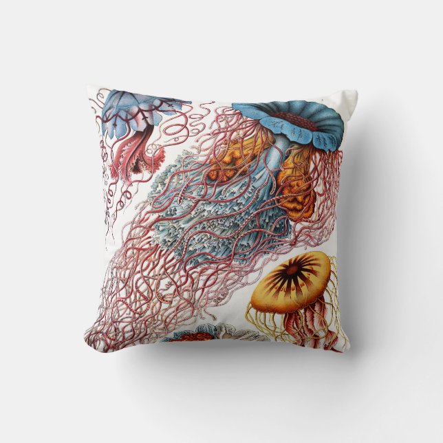 Discomedusae by Ernst Haeckel Throw Pillow (Front)