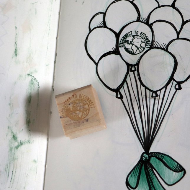 Disconnect to reconnect earth day nature lover  rubber stamp (Creator Uploaded)