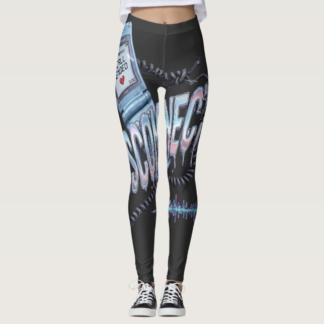 Disconnected Y2K Flip Phone Breakup Melancholy Vin Leggings (Front)
