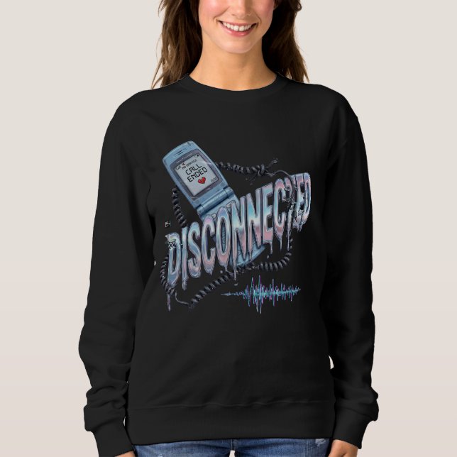 Disconnected Y2K Flip Phone Breakup Melancholy Vin Sweatshirt (Front)