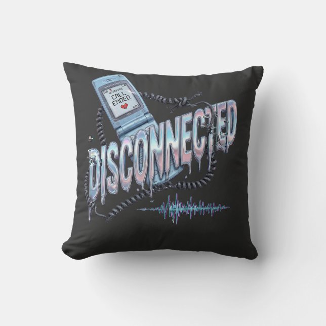 Disconnected Y2K Flip Phone Breakup Melancholy Vin Throw Pillow (Front)