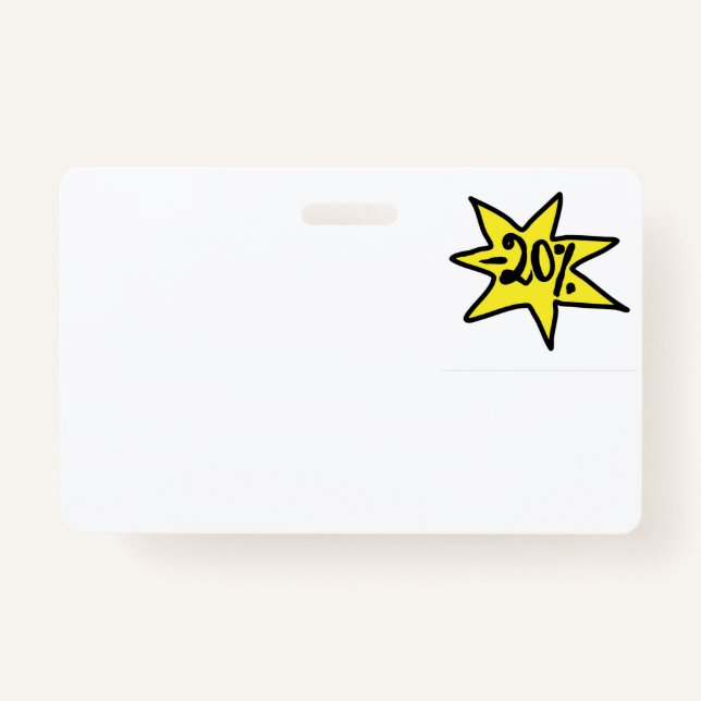 Discount 20%. Promotion, bonus, business, price    Badge (Front)