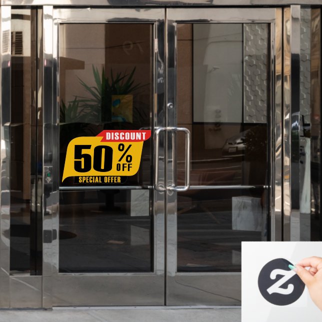Discount 50 Percent Off Special Offer Sale Window Cling (Office Door)