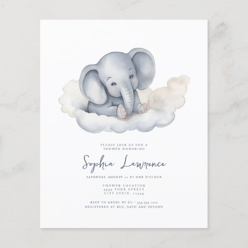 Discount Baby Elephant on a Baby Shower Invitation