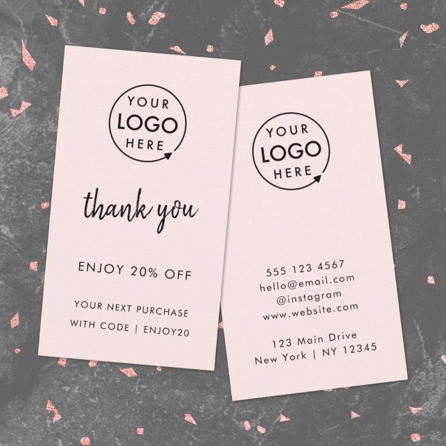 Discount Card | Business Thank You Loyalty Pink (Modern minimalist thank you discount cards by Guava - perfect for growing loyalty & repeat business)