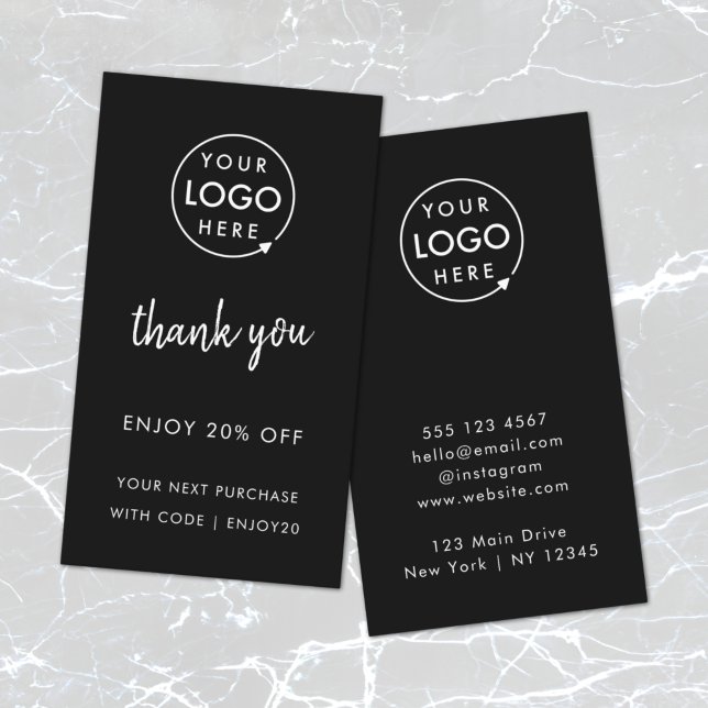 Discount Cards | Business Thank You Loyalty Black (Modern minimalist thank you discount cards by Guava - perfect for growing loyalty & repeat business)