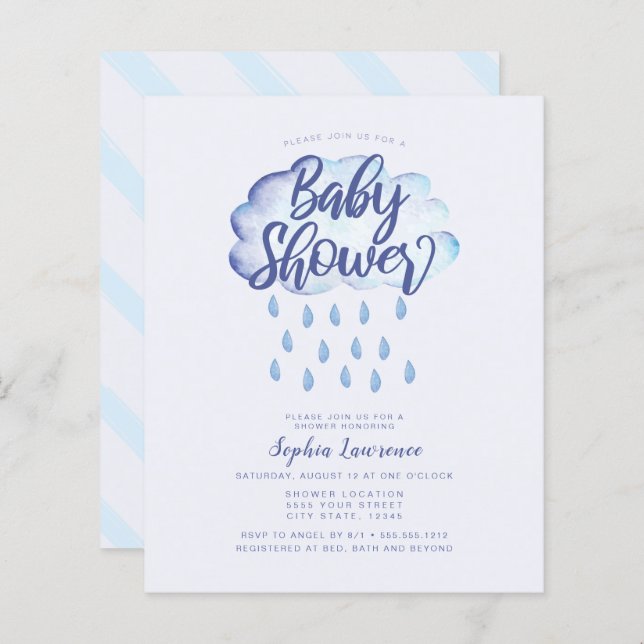 Discount Cloud and Raindrops Baby Shower (Front/Back)