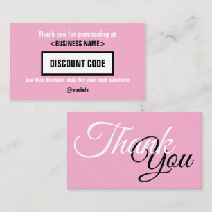 Discount Code Card, Thank You For Your Business Card