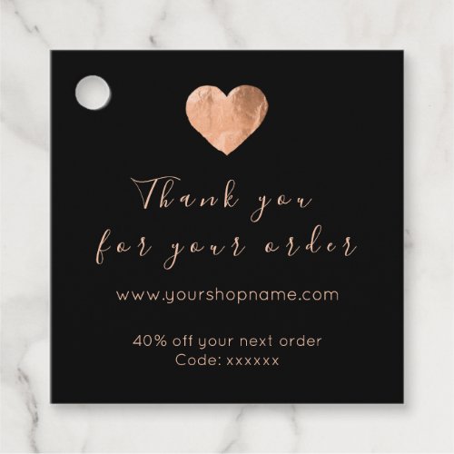 Discount Code Heart Logo Rose Promotional Favor Tags