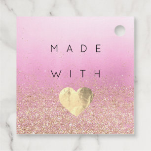 Discount Code Logo Gold Heart Kraft Thank Glitter Favor Tags