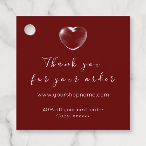 Discount Code Logo Gold Heart Thank You MInimal Favor Tags