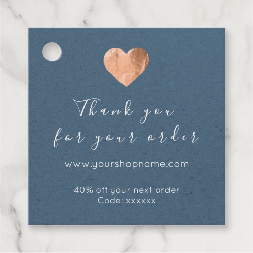 Discount Code Logo Rose Heart Blue Thank You Favor Tags