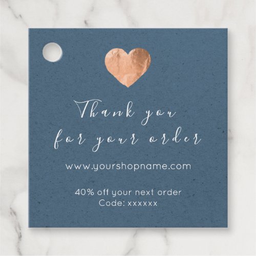 Discount Code Logo Rose Heart Kraft Thank Blue Favor Tags