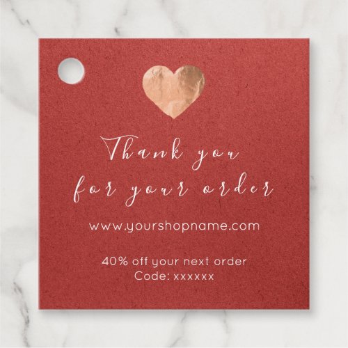 Discount Code Logo Rose Heart Kraft Thank Red Favor Tags