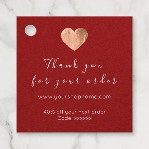 Discount Code Logo Rose Heart Red Thank You Favor Tags