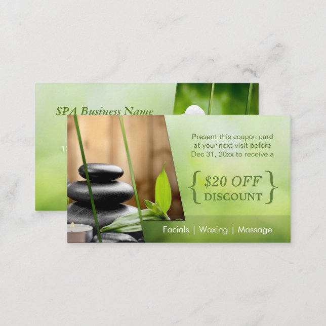 Discount Coupon Card SPA Still Life Massage Salon (Front/Back)