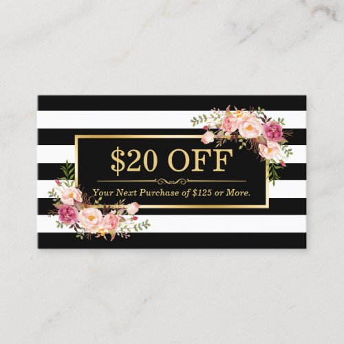 Discount Coupon Classy Gold Floral Beauty Salon