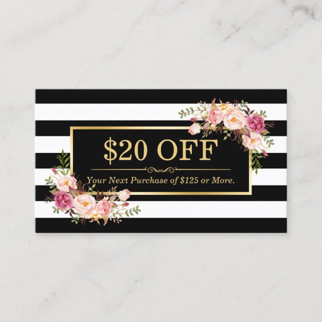 Discount Coupon Classy Gold Floral Beauty Salon (Front)