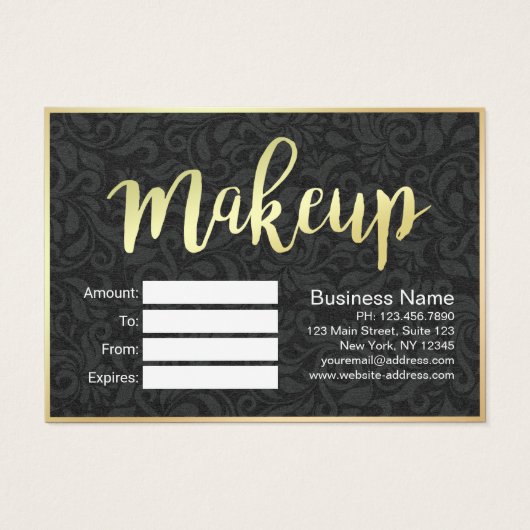 Discount Coupon Gold Script Floral Makeup Salon (Back)