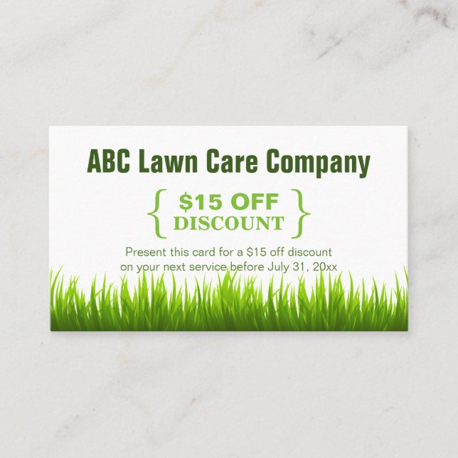 Discount Coupon Lawn Care Landscaping Gift Card (Front)
