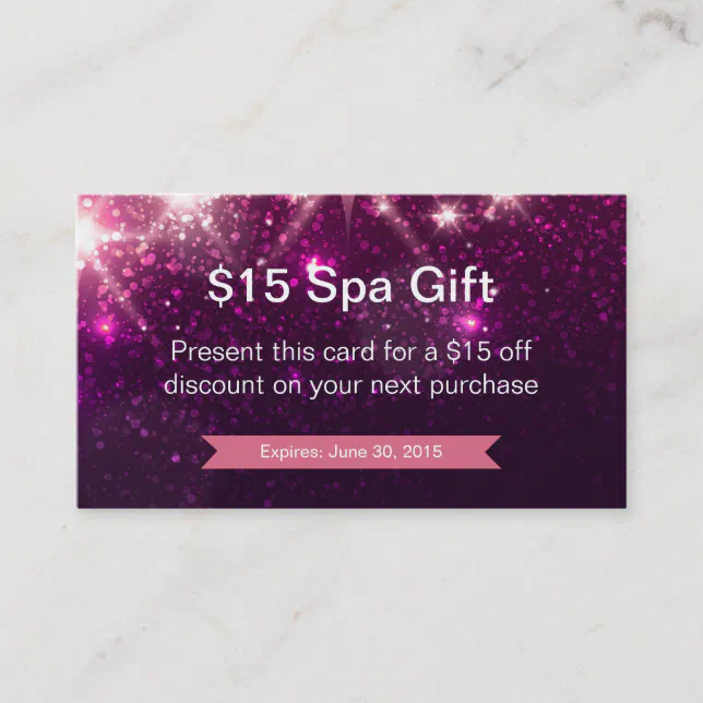 Discount Coupon Loyalty Card Pink Glitter Sparkles Zazzle