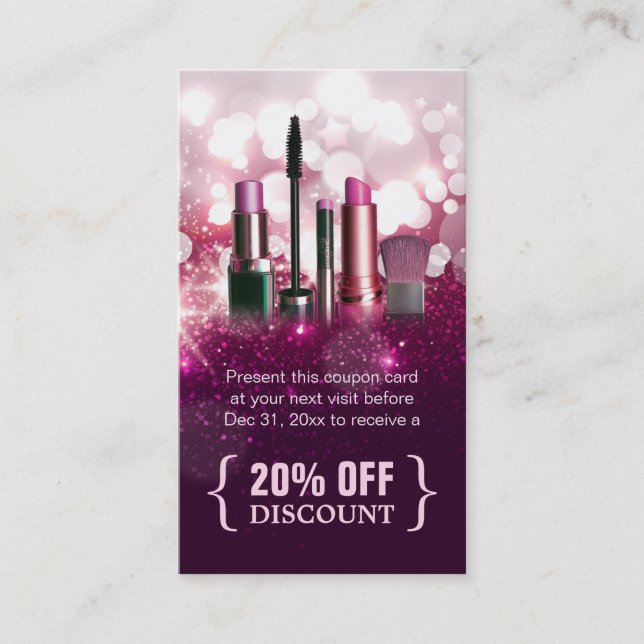 Discount Coupon Makeup Artist Pink Beauty Glitter (Front)