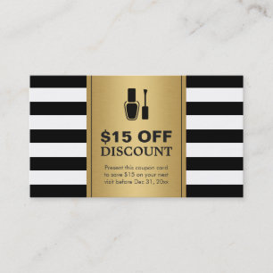 Discount Coupon Nail Salon Gold Black Silhouette