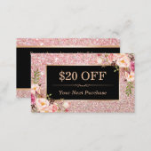 Discount Coupon Rose Gold Beauty Salon Floral (Front/Back)