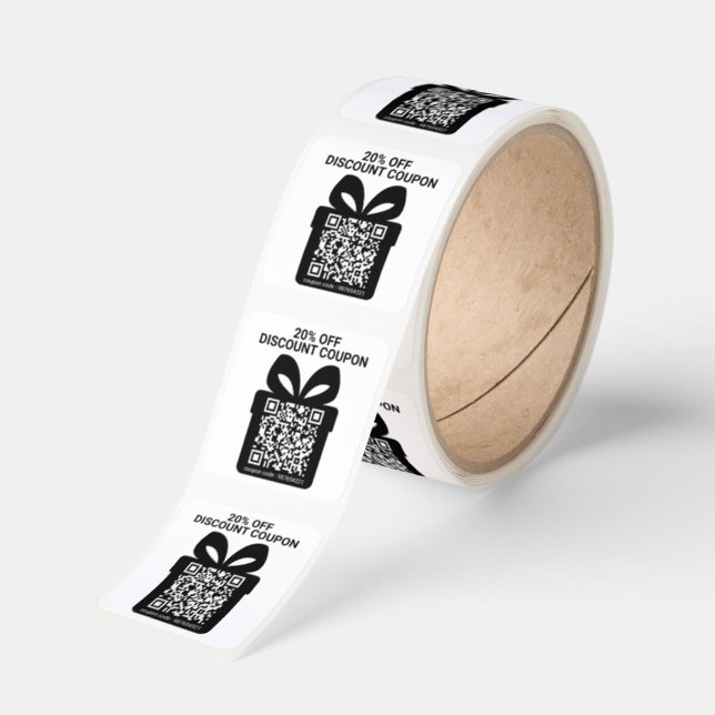 Discount Coupons QR Code Ads Marketing Square Sticker (Roll)
