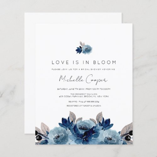 Discount Dusty Blue Floral Invitation