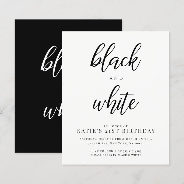 Discount Elegant Black and White Party Invitations (Front/Back)