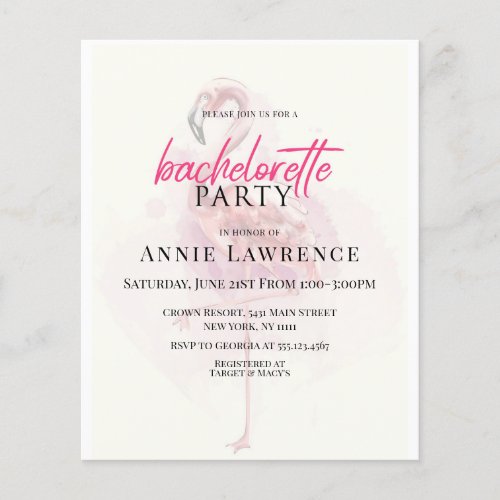 Discount Flamingo Bachelorette Party Invitations