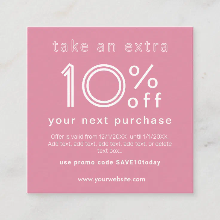 Discount on next purchase business card Zazzle